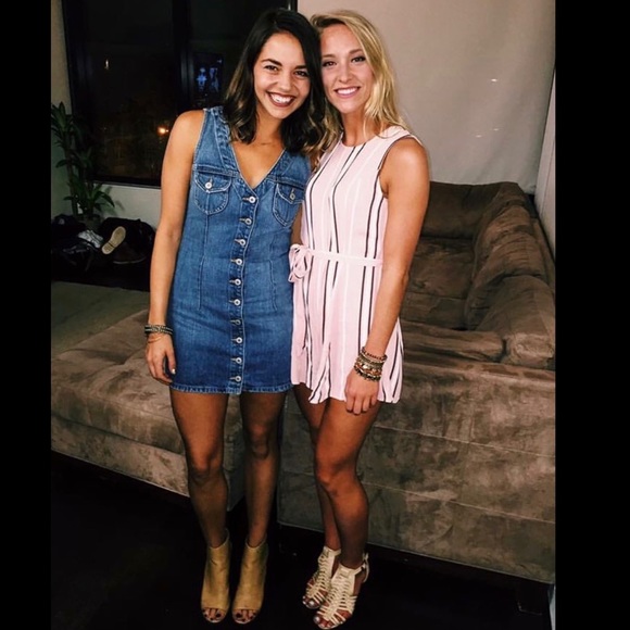 REVOLVE Cora Striped Pink White Black Romper XS - Picture 4 of 4